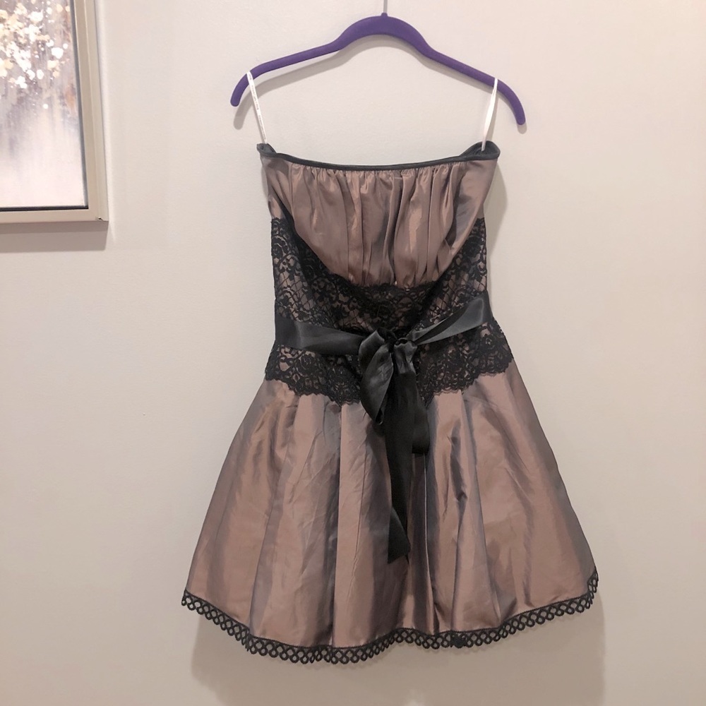Copper Brown Lace Strapless Dress